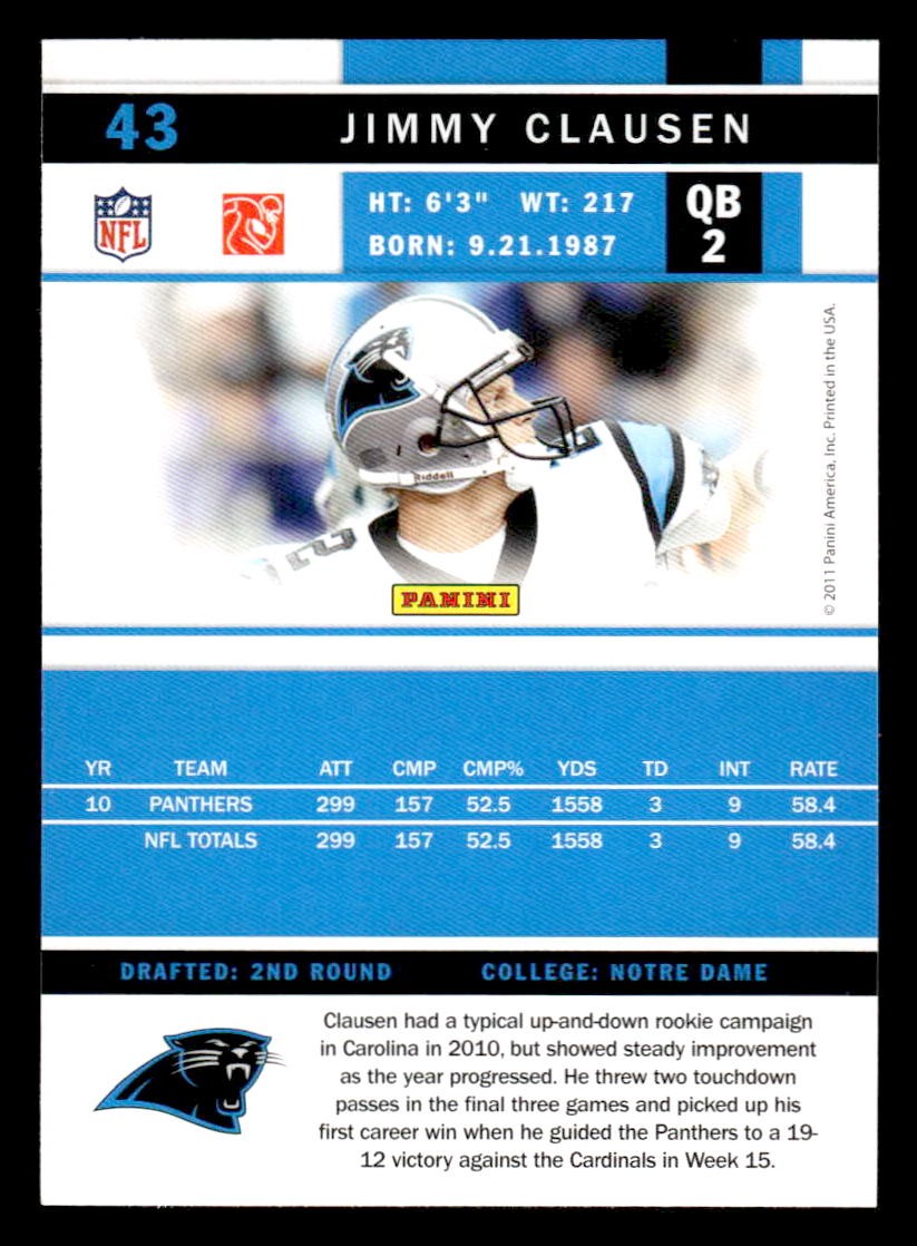 2011 Score #43 Jimmy Clausen