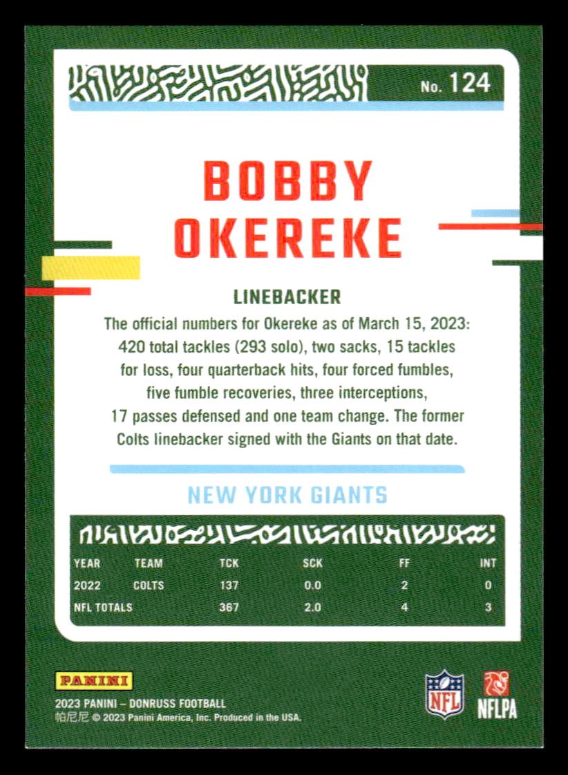 2023 Donruss #124 Bobby Okereke