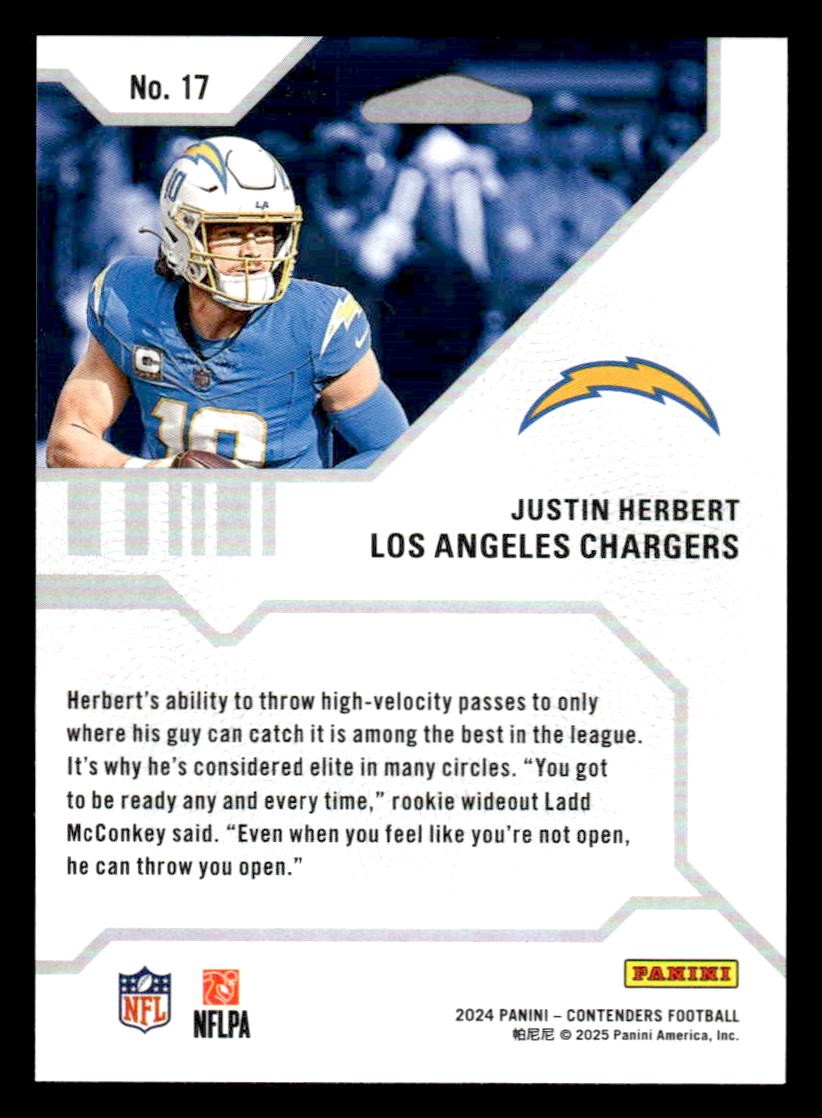 2024 Panini Contenders Football Sparkle Dots #17 Justin Herbert Hall Pass