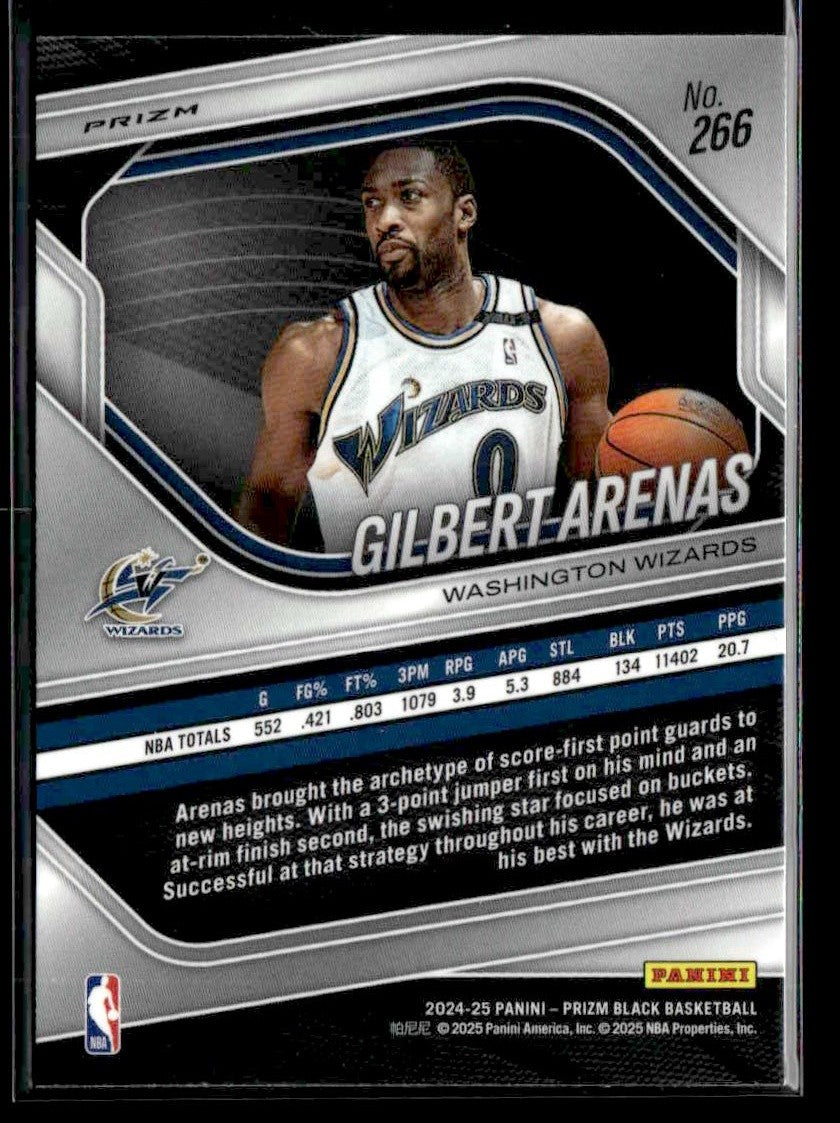 2024-25 Panini Prizm Black #266 Gilbert Arenas Legends Silver Prizm