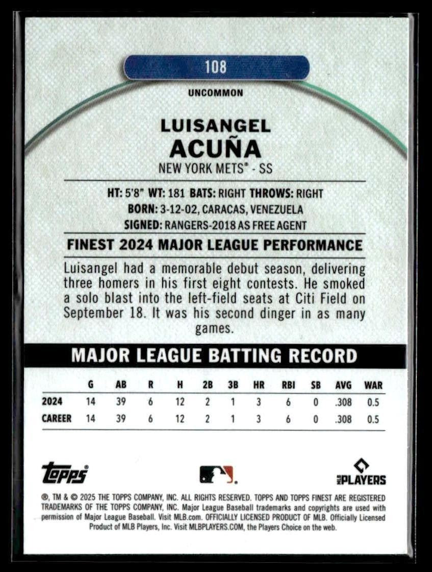 2025 Finest #108 Luisangel Acuña