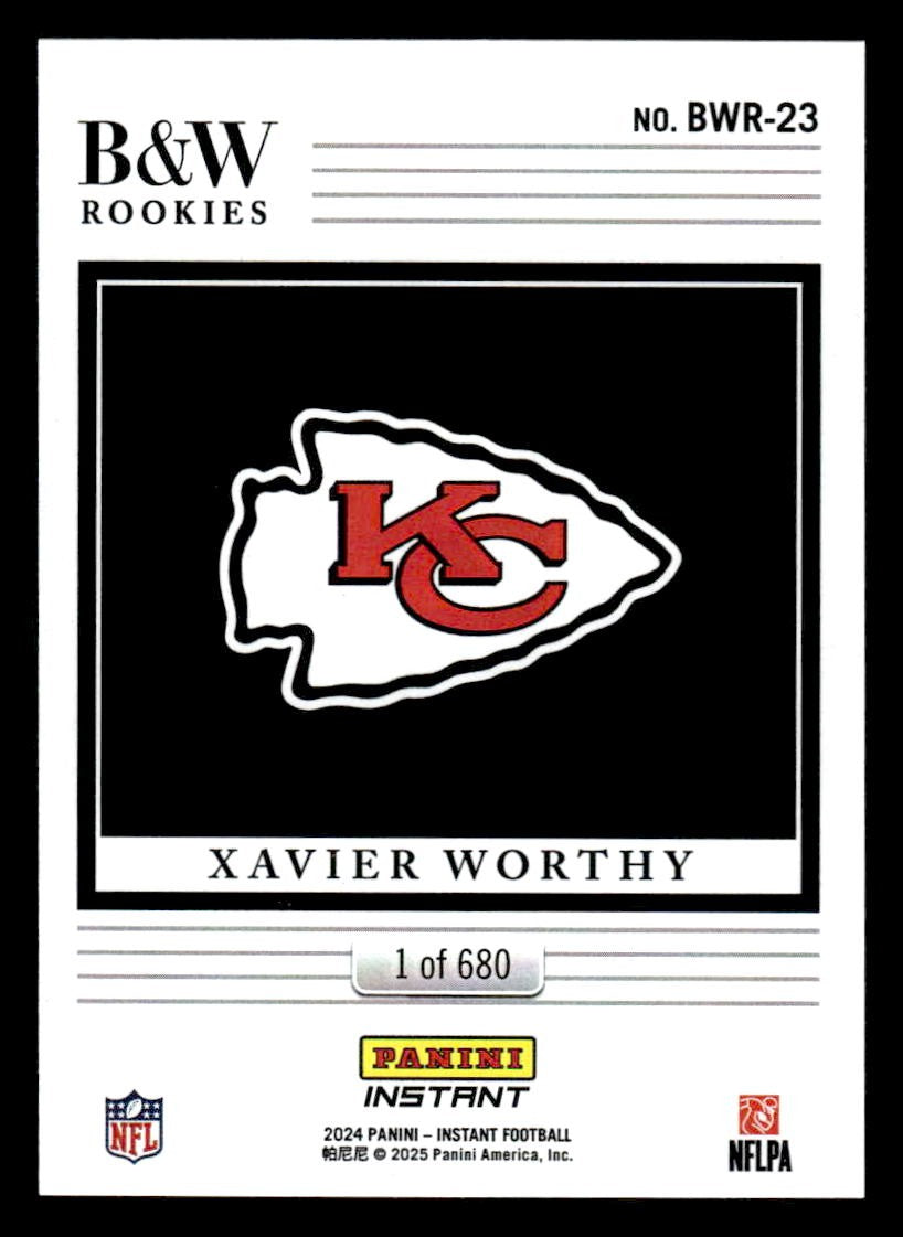 2024 Panini Instant NFL Black & White Rookies #BWR-23 Xavier Worthy
