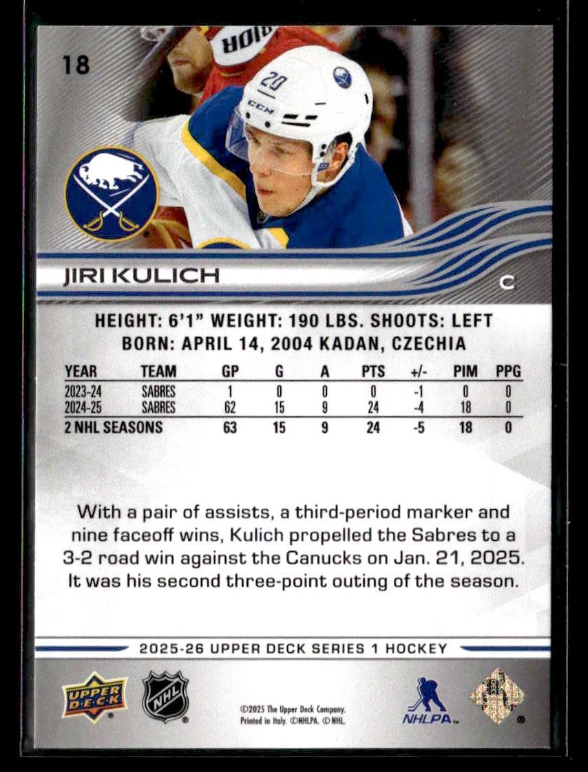 2025-26 Upper Deck #18 Jiri Kulich