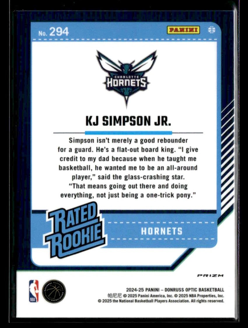 2024-25 Donruss Optic #294 KJ Simpson Jr. Red International Magic