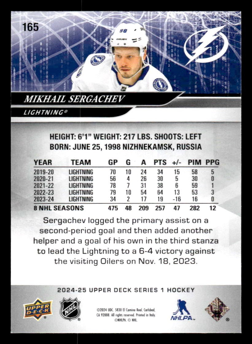 2024-25 Upper Deck #165 Mikhail Sergachev