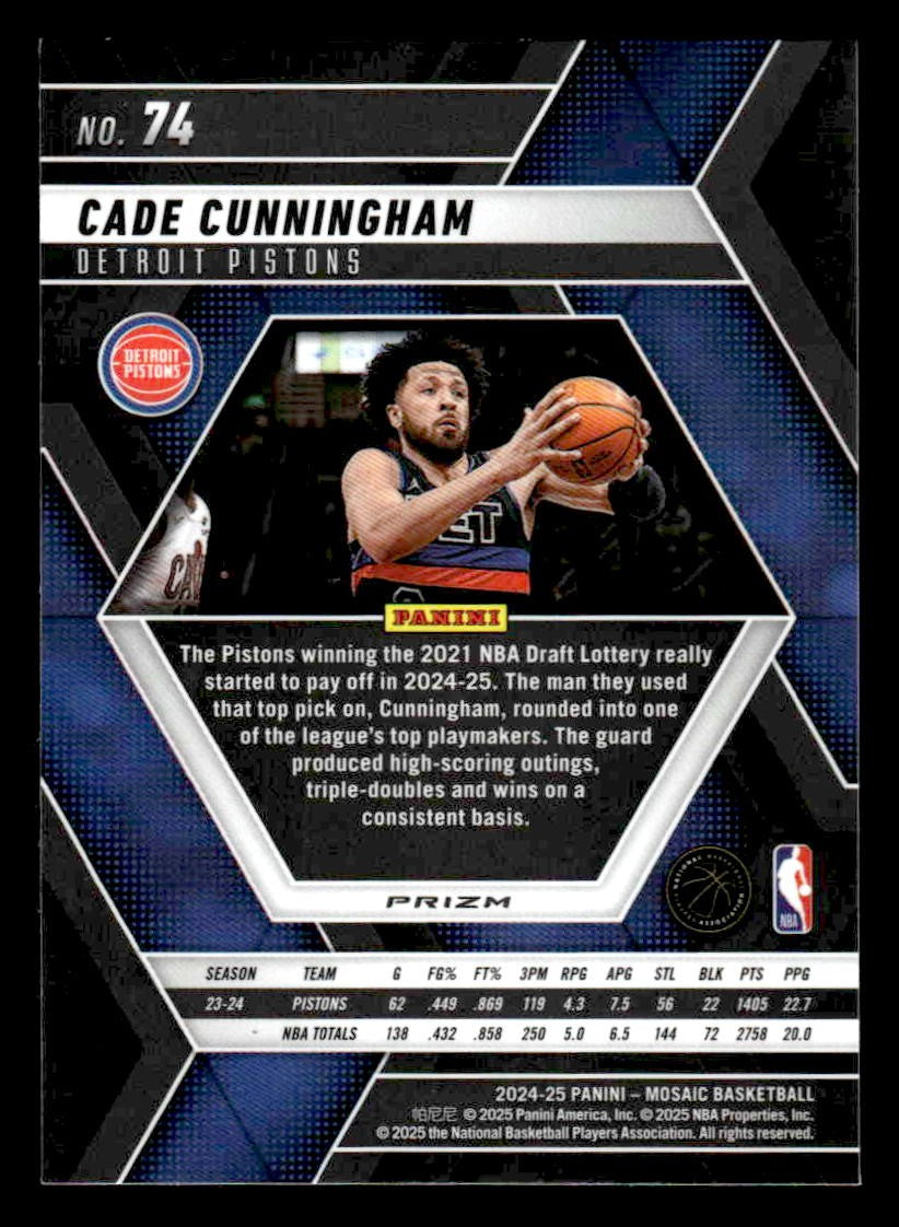 2024-25 Panini Mosaic #74 Cade Cunningham Premium