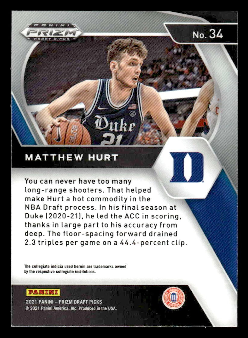 2021 Panini Prizm Draft Picks #34 Matt Hurt