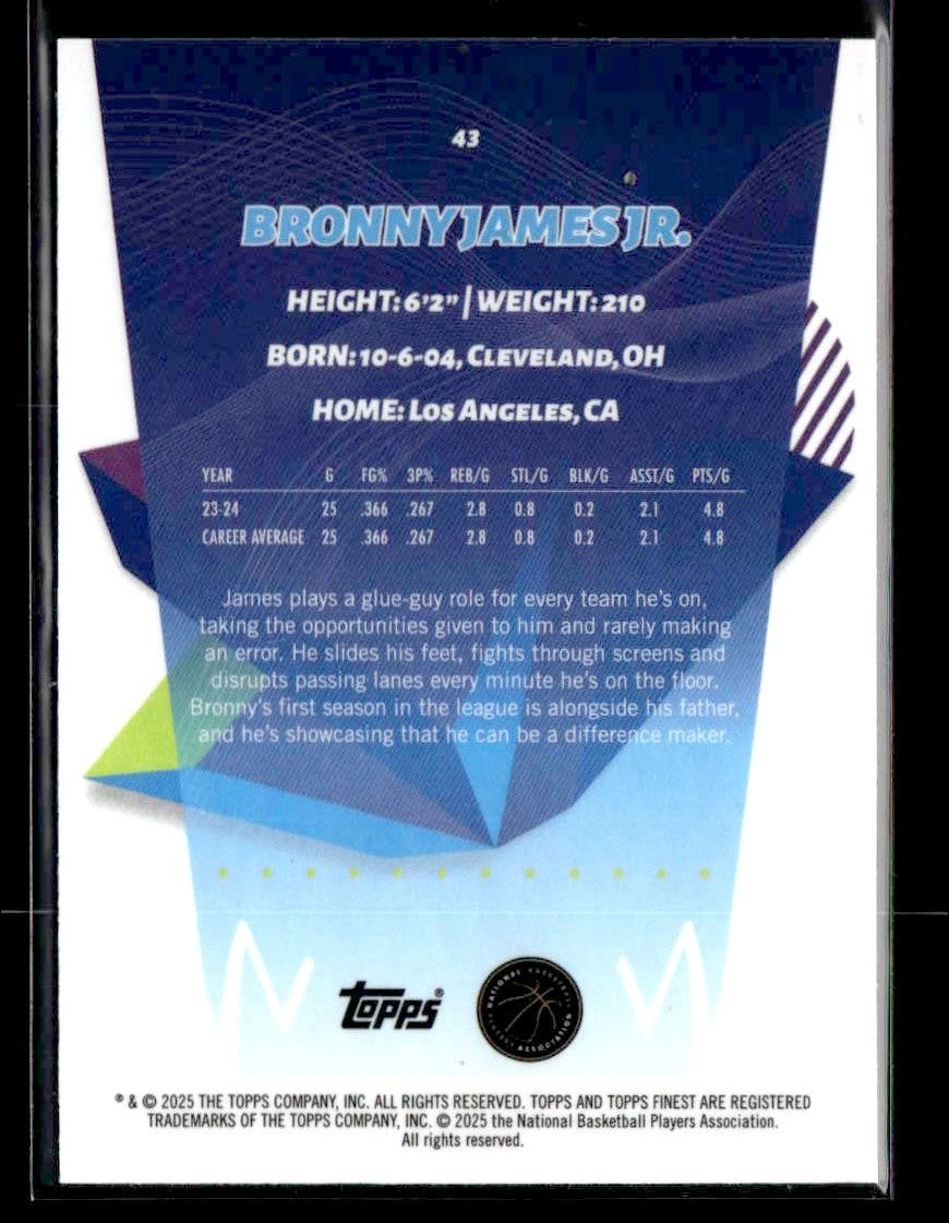 2024-25 Topps Finest #43 Bronny James Jr.