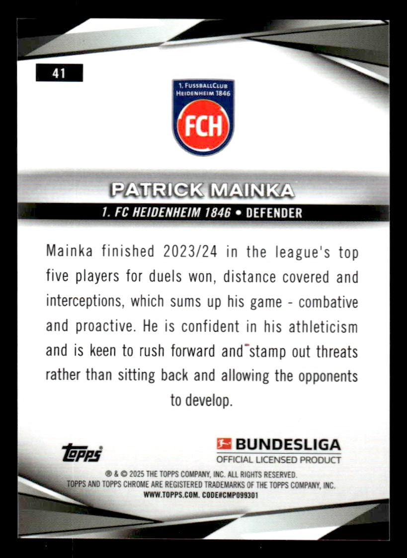 2025 Topps Chrome Bundesliga #41 Patrick Mainka