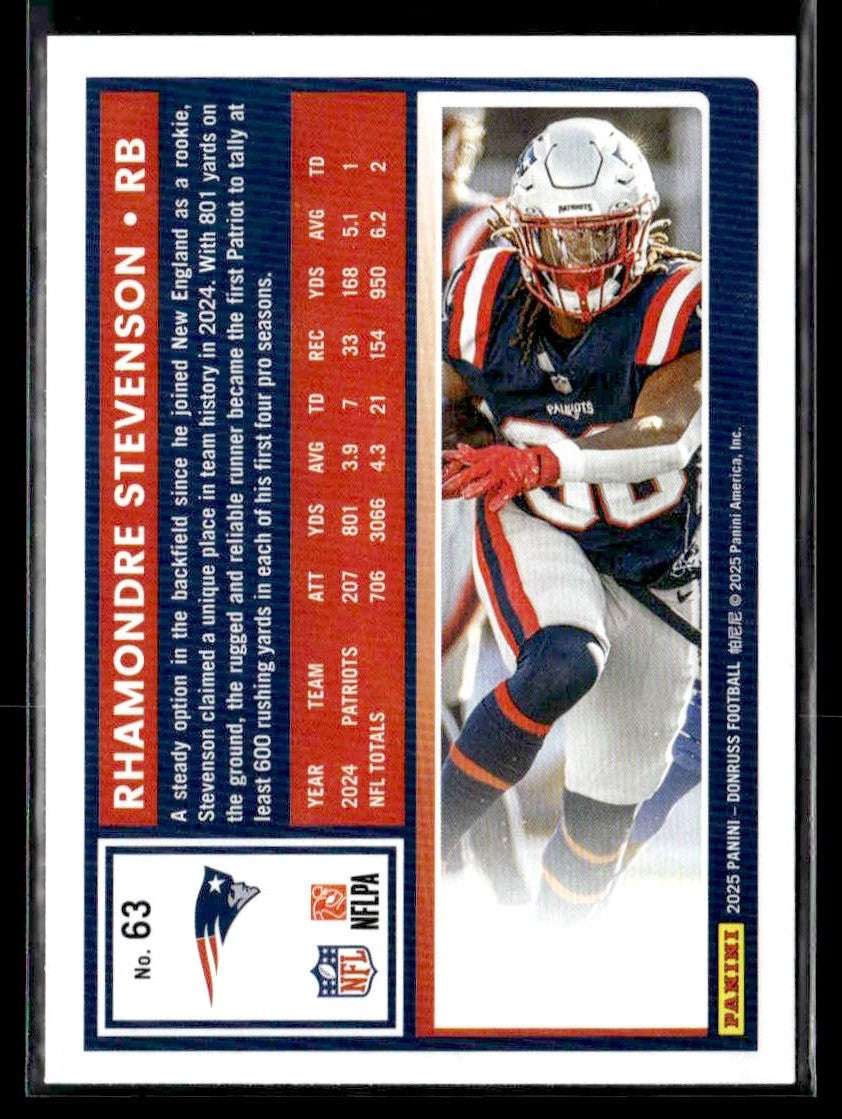 2025 Donruss #63 Rhamondre Stevenson