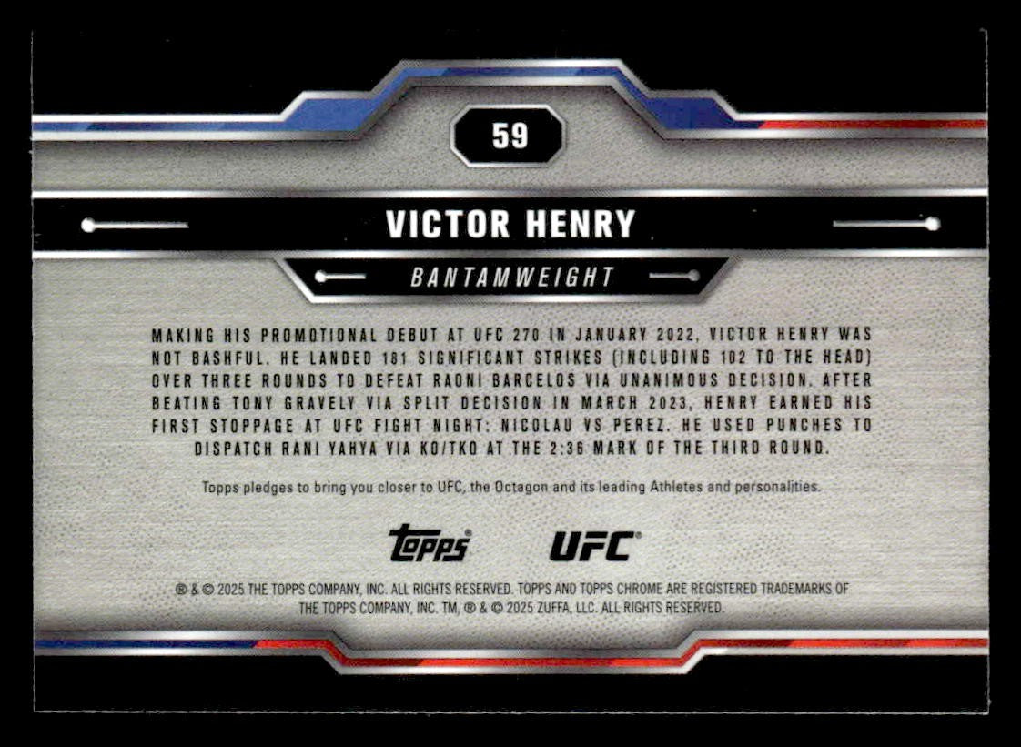 2025 Topps Chrome Sapphire Edition UFC #59 Victor Henry