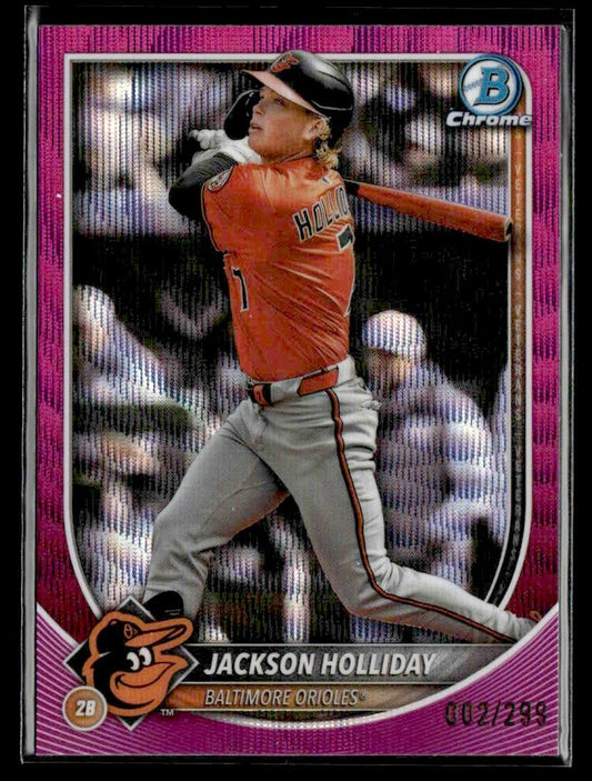 2025 Bowman Chrome #16 Jackson Holliday Fuchsia Wave Refractor #002/299