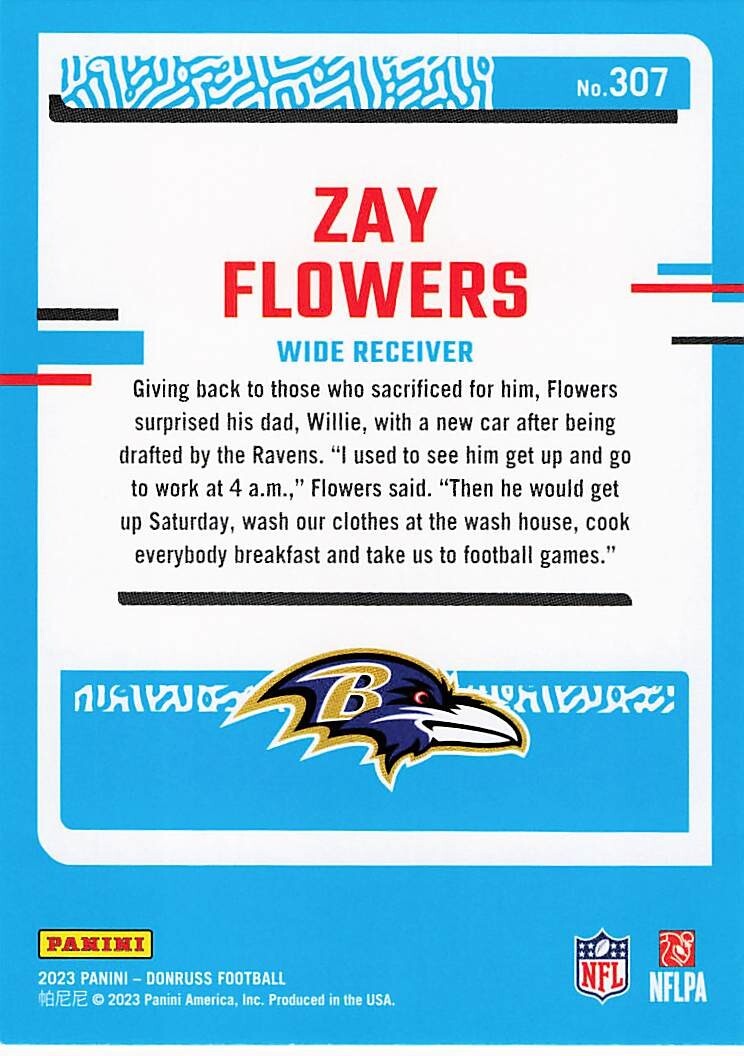 Zay Flowers (RC) 2023 Panini Donruss - Rated Rookie #307