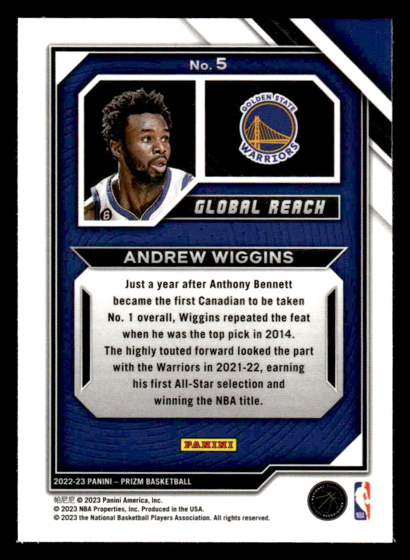 2022-23 Panini Prizm #5 Andrew Wiggins Global Reach