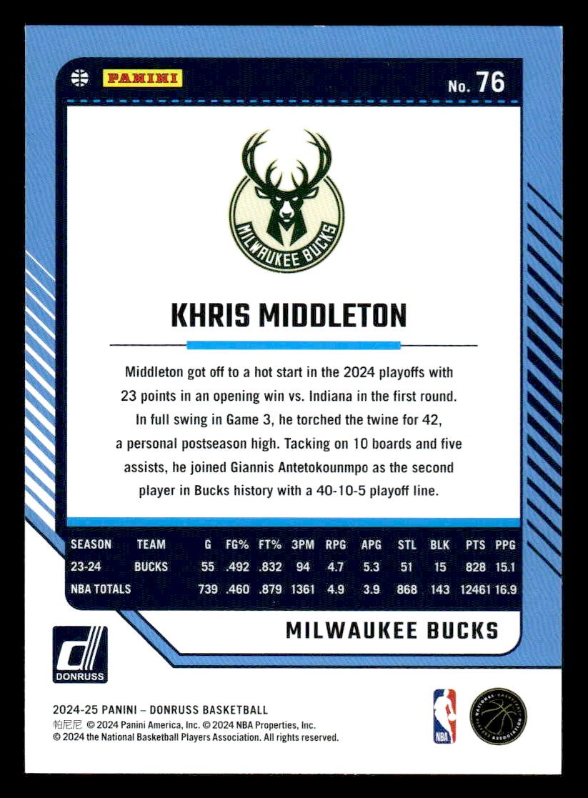 2024-25 Donruss #76 Khris Middleton