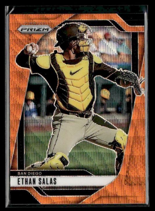 2025 Panini Prizm #299 Ethan Salas Orange Wave Prizm #/49