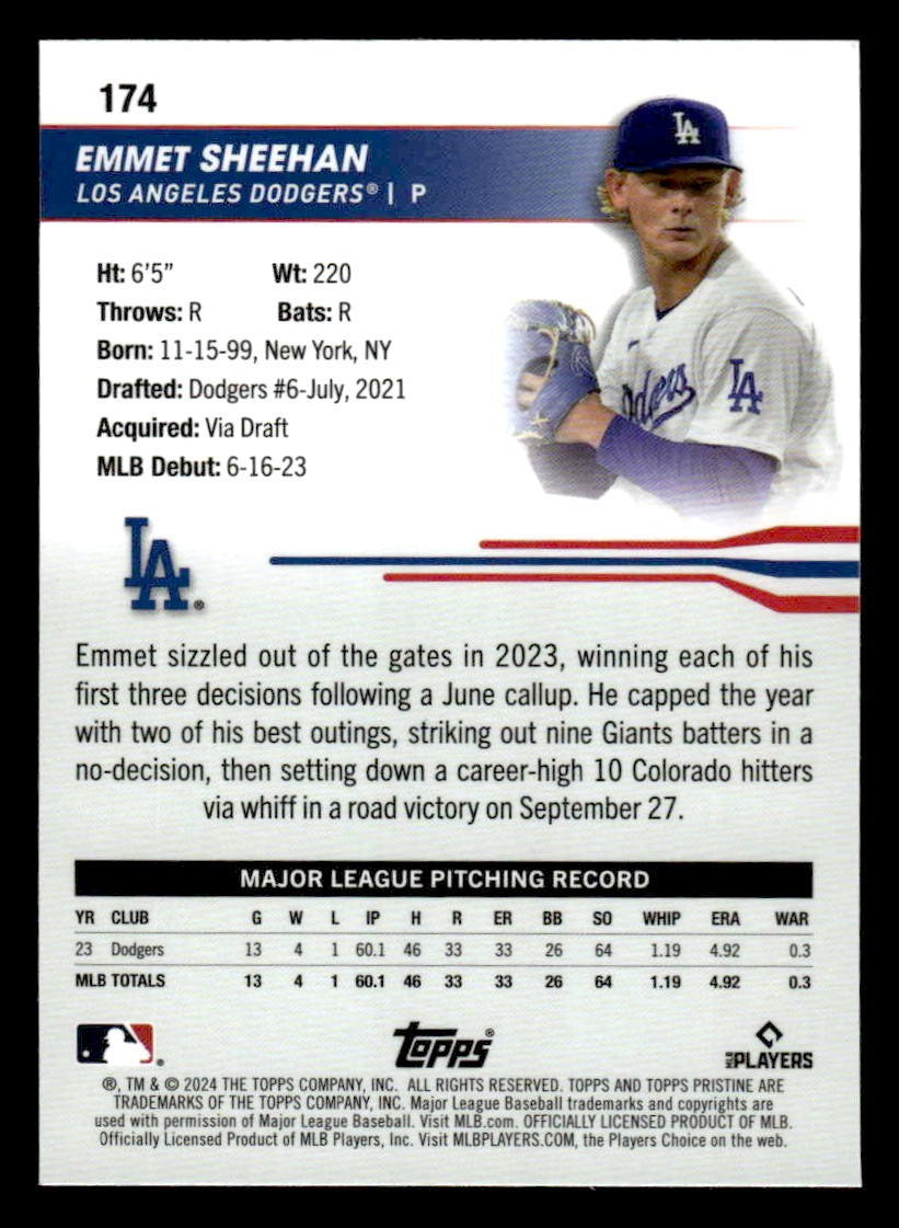 2024 Topps Pristine #174 Emmet Sheehan