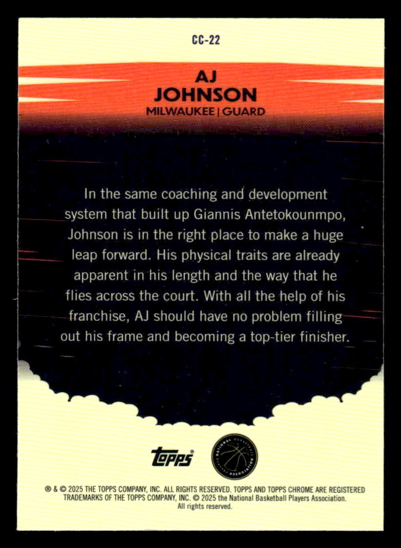 2024-25 Topps Chrome #CC-22 AJ Johnson Countdown Complete Gray/darker back