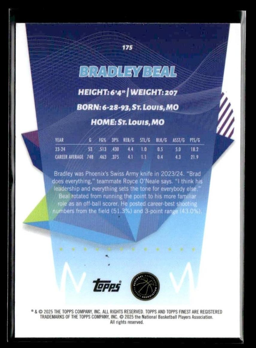 2024-25 Topps Finest #175 Bradley Beal