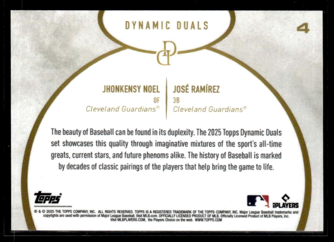 2025 Topps Dynamic Duals #4 Jhonkensy Noel / José Ramírez