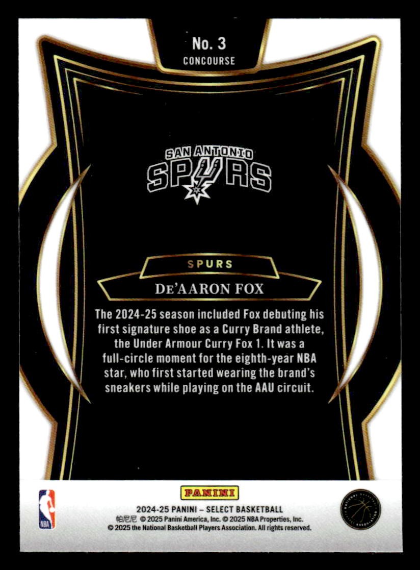 2024-25 Panini Select #3 De'Aaron Fox