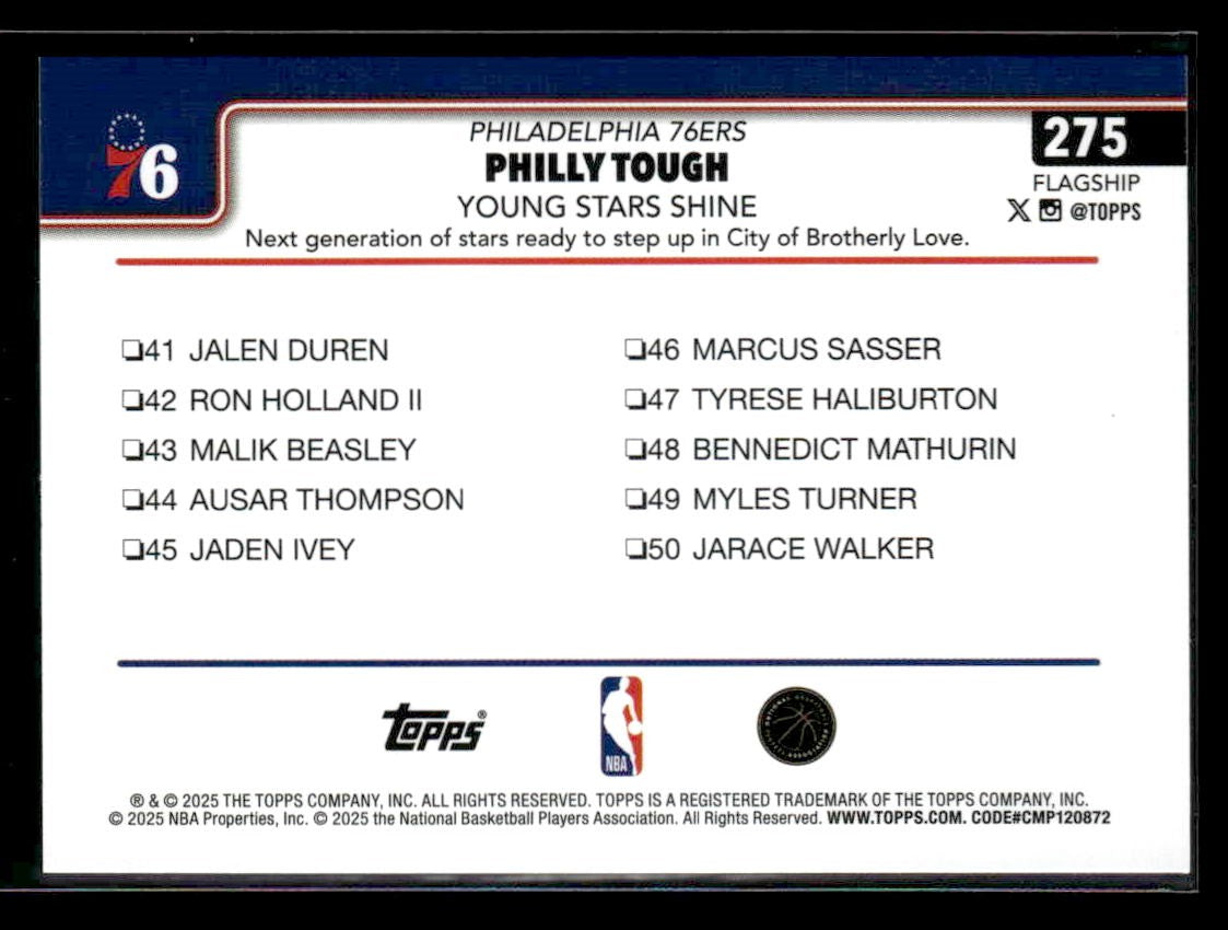 2025-26 Topps #275 Philly Tough: Young Stars Shine