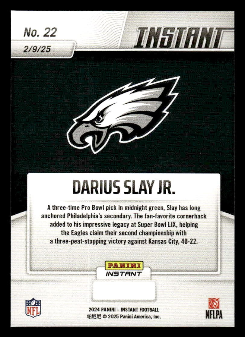 2024 Panini Instant Eagles Super Bowl LIX Champions #22 Darius Slay Jr.