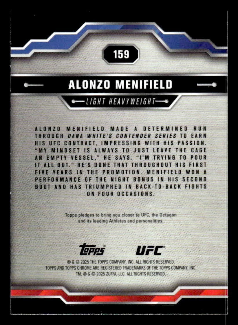 2025 Topps Chrome Sapphire Edition UFC #159 Alonzo Menifield