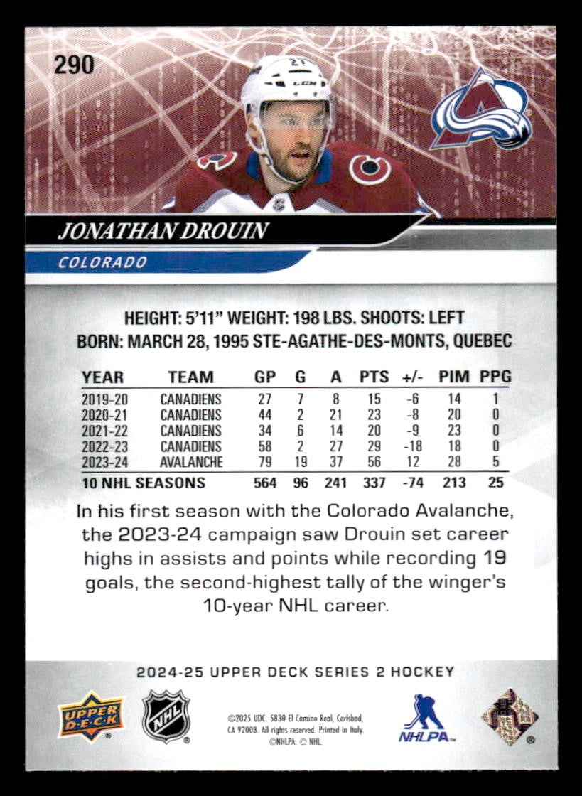 2024-25 Upper Deck #290 Jonathan Drouin