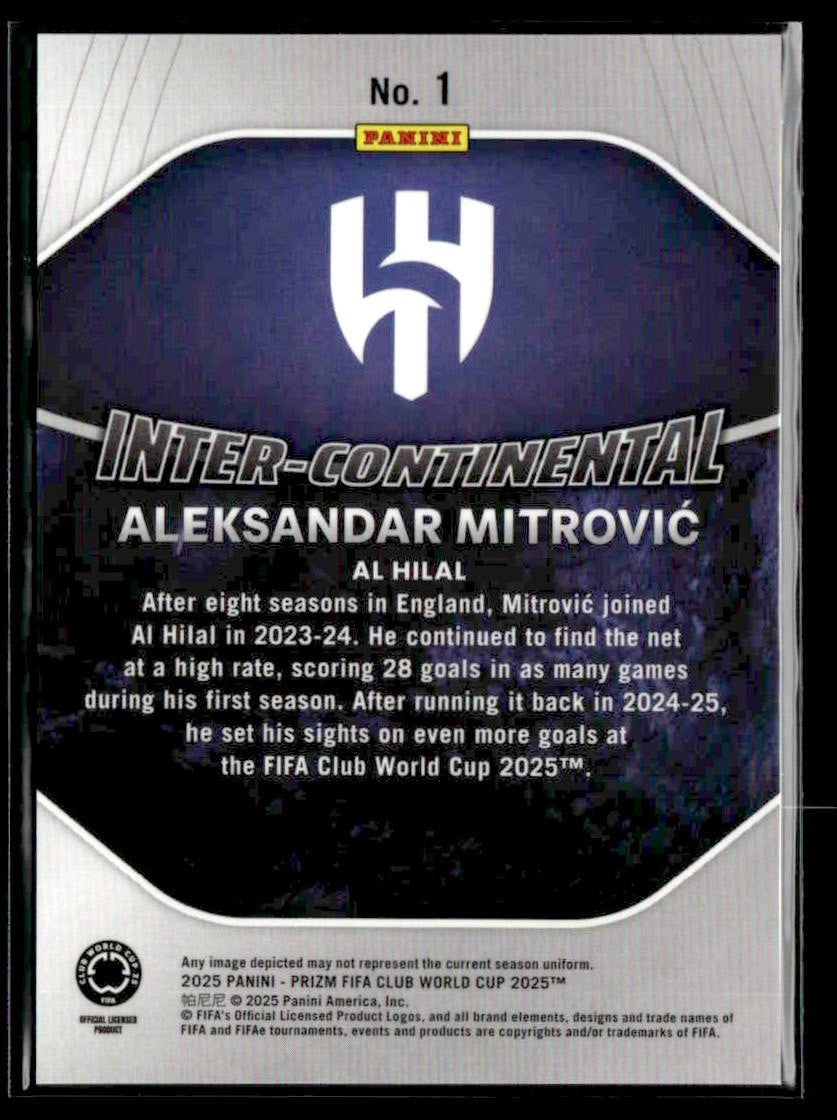 2025 Panini Prizm FIFA Club World Cup #1 Aleksandar Mitrovic Inter-Continental