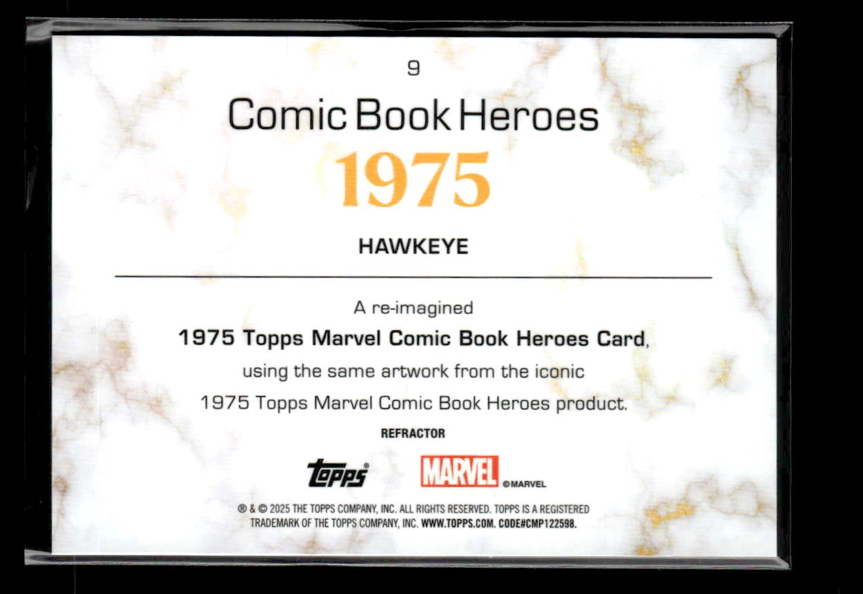 π Hawkeye β 2025 Topps Marvel 1975 Golden Anniversary Refractor #9 π