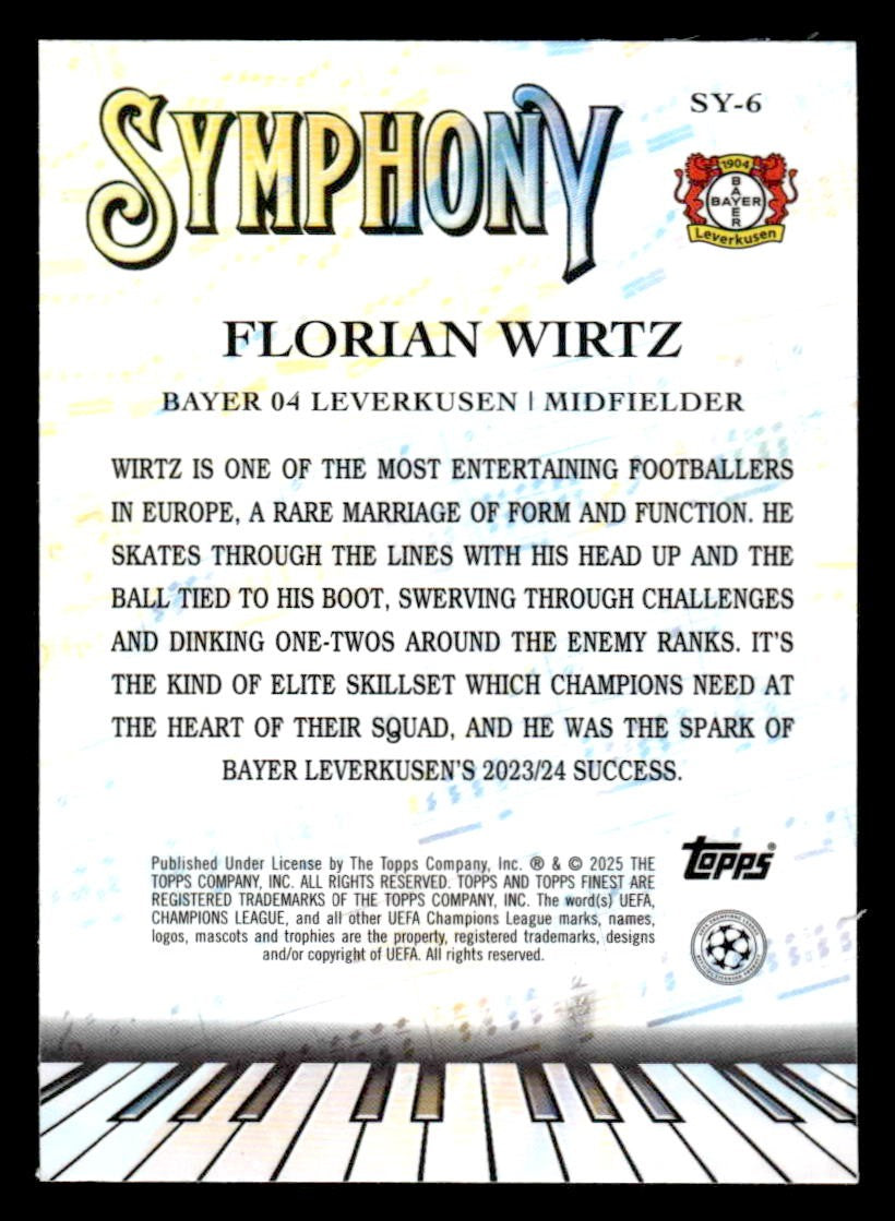 2024-25 Topps Finest UEFA Club Comp #SY-6 Florian Wirtz Symphony