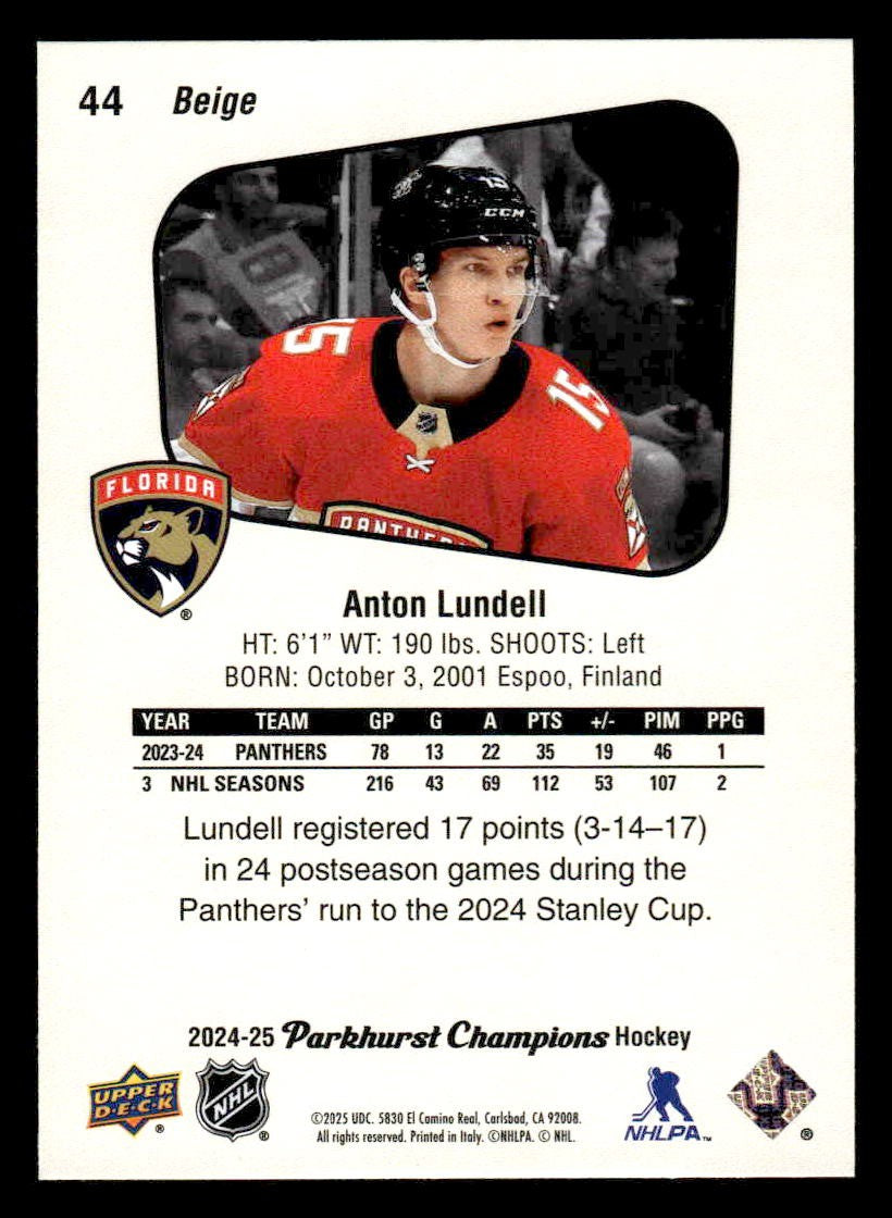 2024-25 Parkhurst Champions #44 Anton Lundell