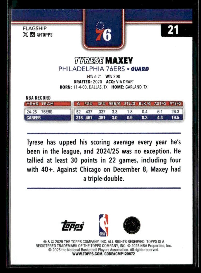2025-26 Topps #21 Tyrese Maxey