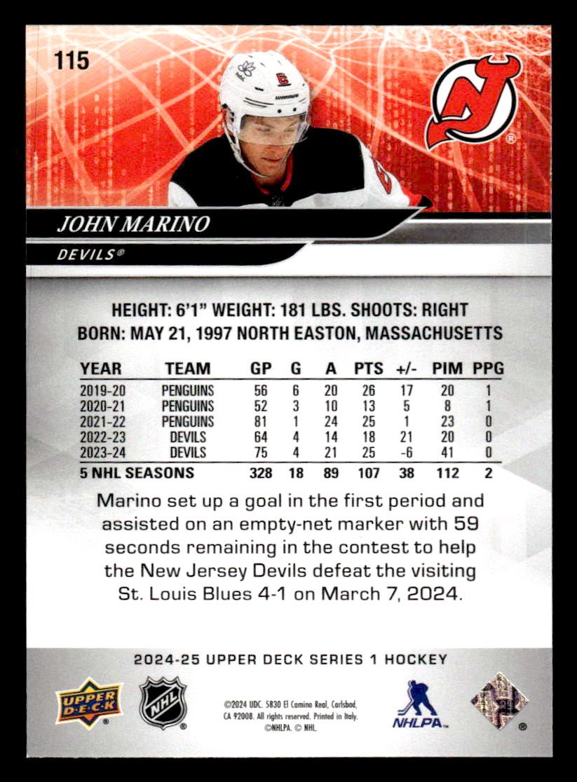 2024-25 Upper Deck #115 John Marino