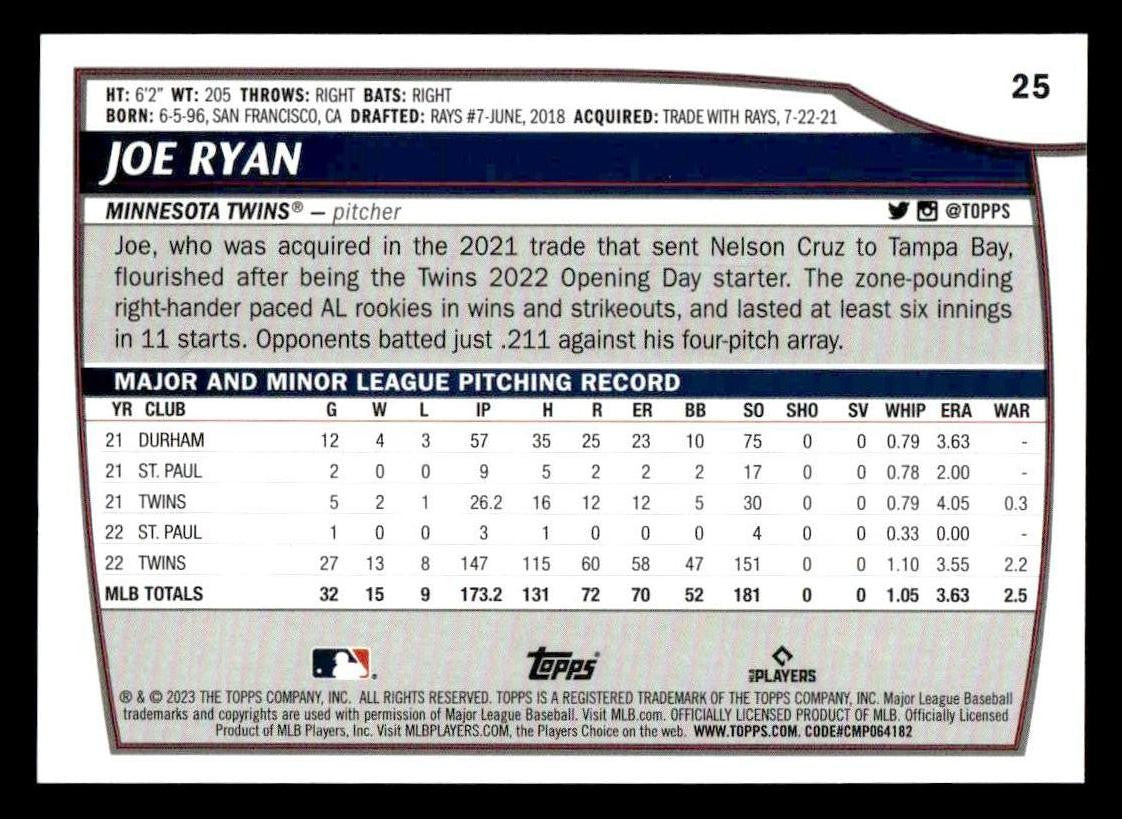 2023 Topps Big League #25 Joe Ryan