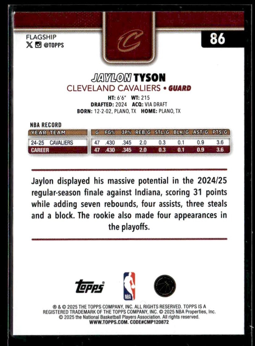 2025-26 Topps #86 Jaylon Tyson