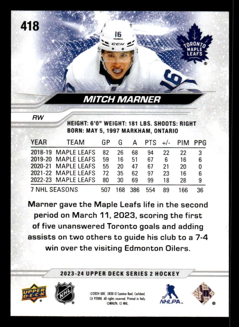 2023-24 Upper Deck #418 Mitch Marner