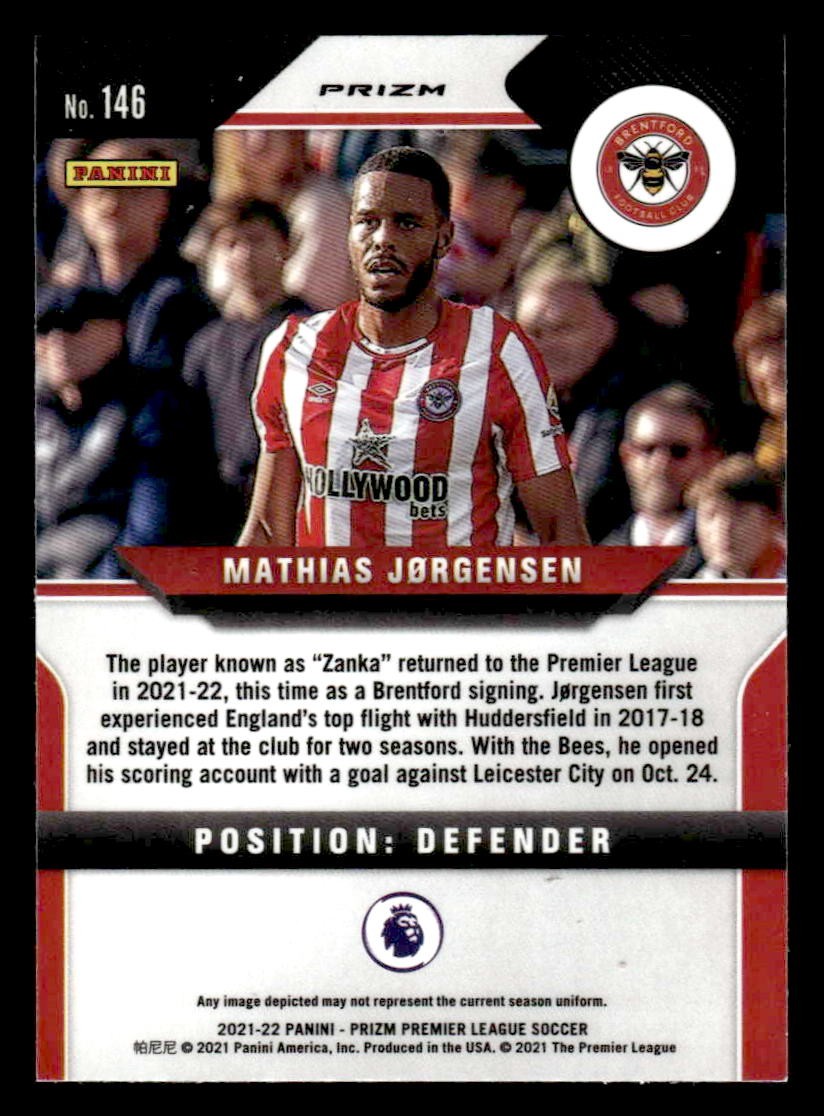 2021-22 Panini Prizm Premier League #146 Mathias Jorgensen Prizms Red Ice