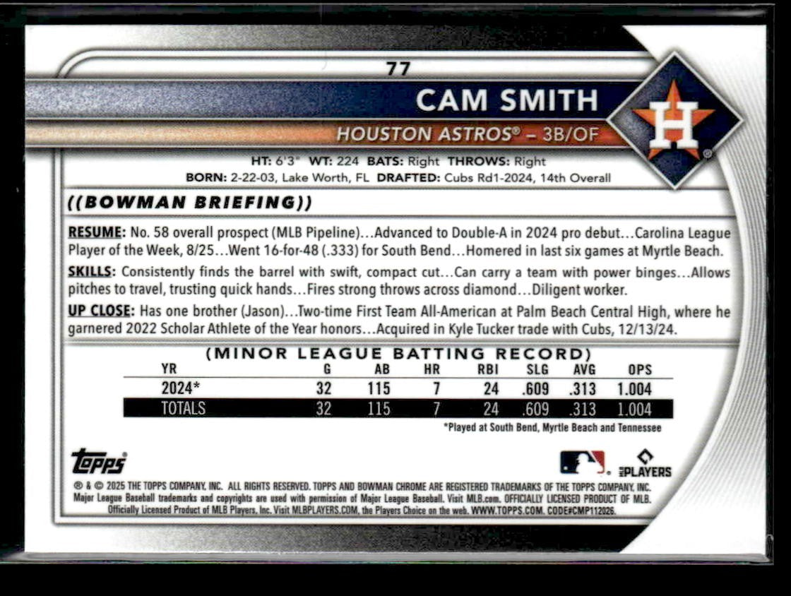 2025 Donruss Chrome #77 Cam Smith