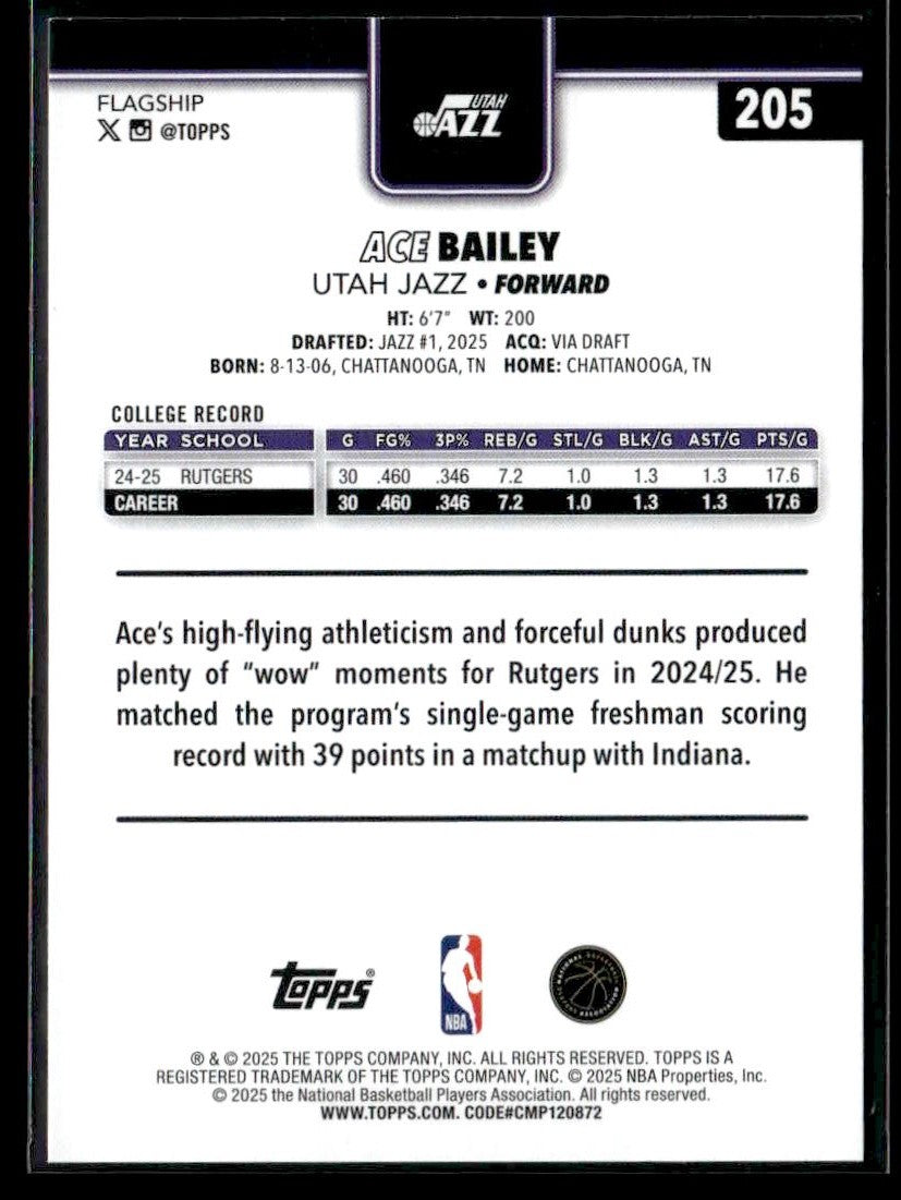 2025-26 Topps #205 Ace Bailey