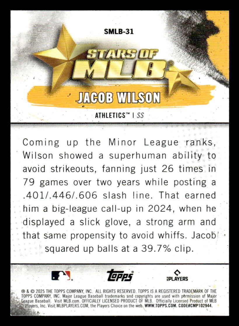 2025 Topps #SMLB-31 Jacob Wilson Stars of MLB