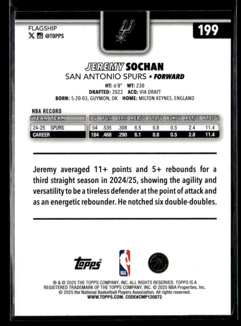 2025-26 Topps #199 Jeremy Sochan