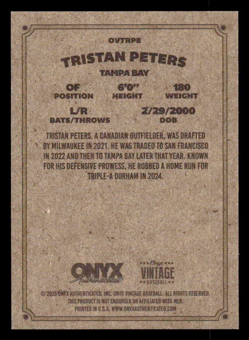 2025 Onyx Vintage #OVTRPE Tristan Peters