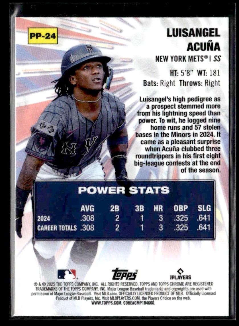 2025 Topps Chrome #PP-24 Luisangel Acuña Power Players