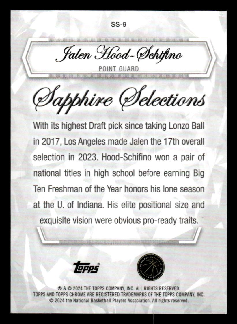 2023-24 Topps Chrome Sapphire #SS-9 Jalen Hood-Schifino Selections - Gold #/50