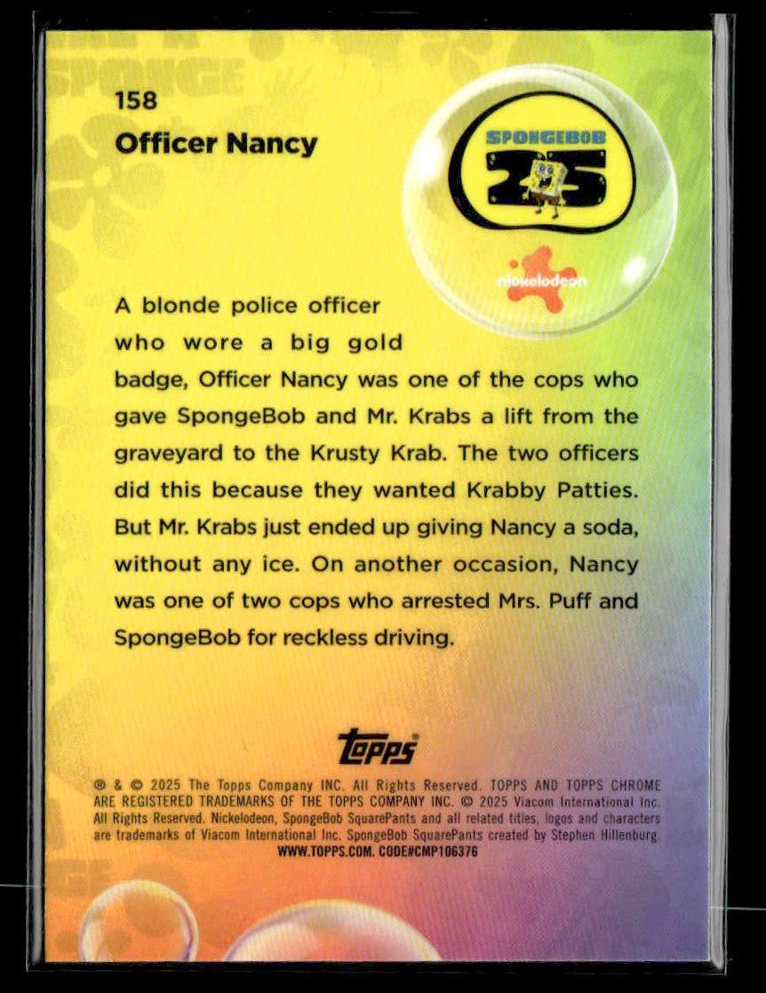 2025 Topps Chrome SpongeBob SquarePants 25th Anniversary #158 Officer Nancy