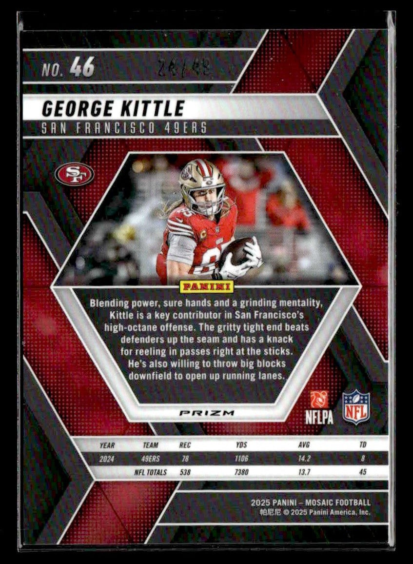 2025 Panini Mosaic #46 George Kittle Mosaic Purple #/49