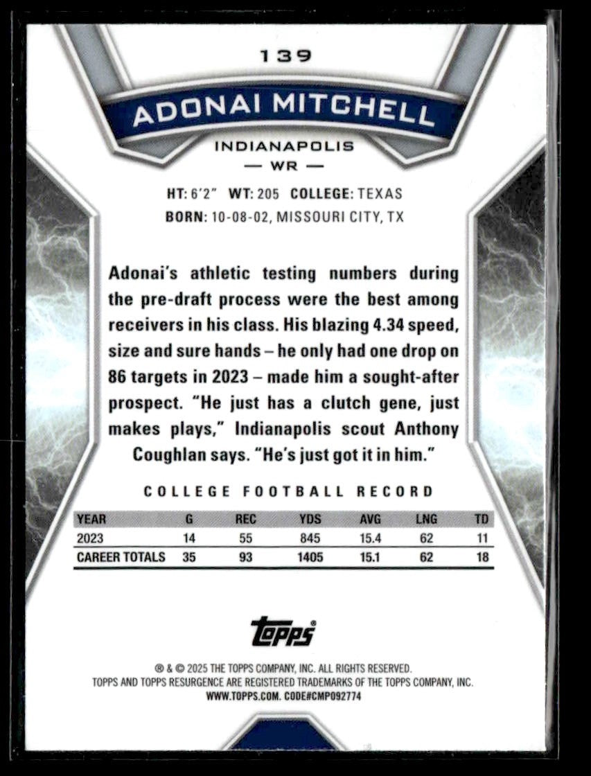 2024 Topps Resurgence #139 Adonai Mitchell