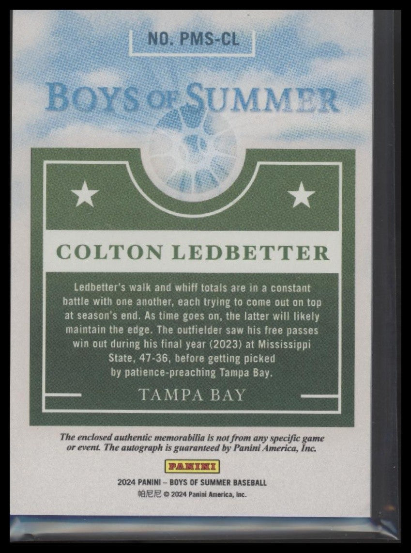 2024 Panini Boys of Summer #PMS-CL Colton Ledbetter Prospect Material Sigs #/99